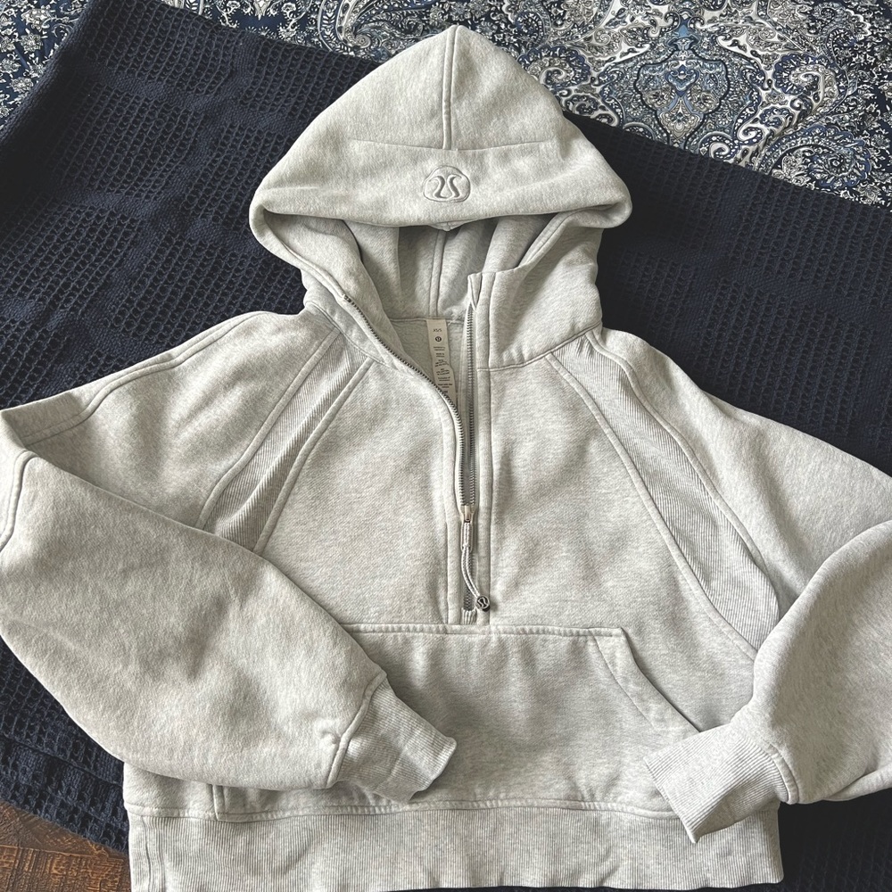 Scuba Oversized Half-Zip Hoodie Light Grey